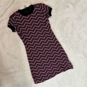 zara woman zig zag chevron jaquard knit dress
